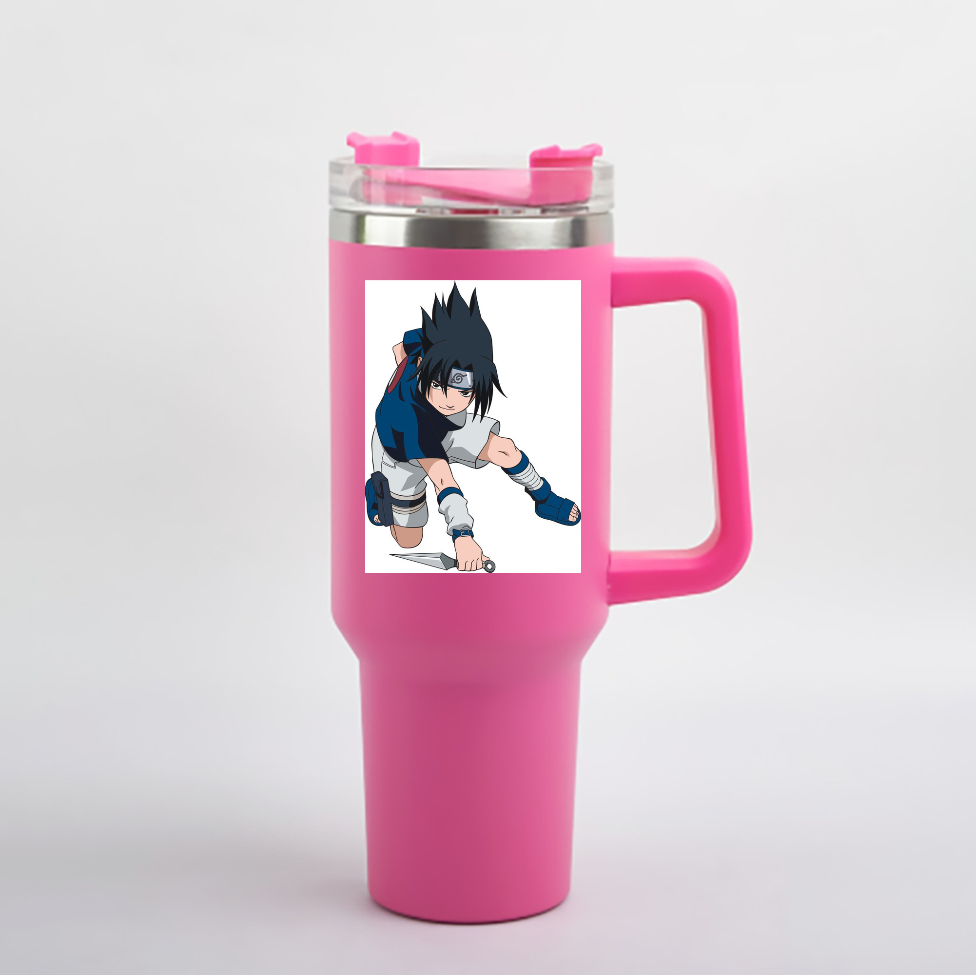（画像用） NARUTO -ナルト- うちは サスケ Uchiha Sasuke 1200mL車用タンブラー - クリスタルステッカー（プラスチックストロー付き）